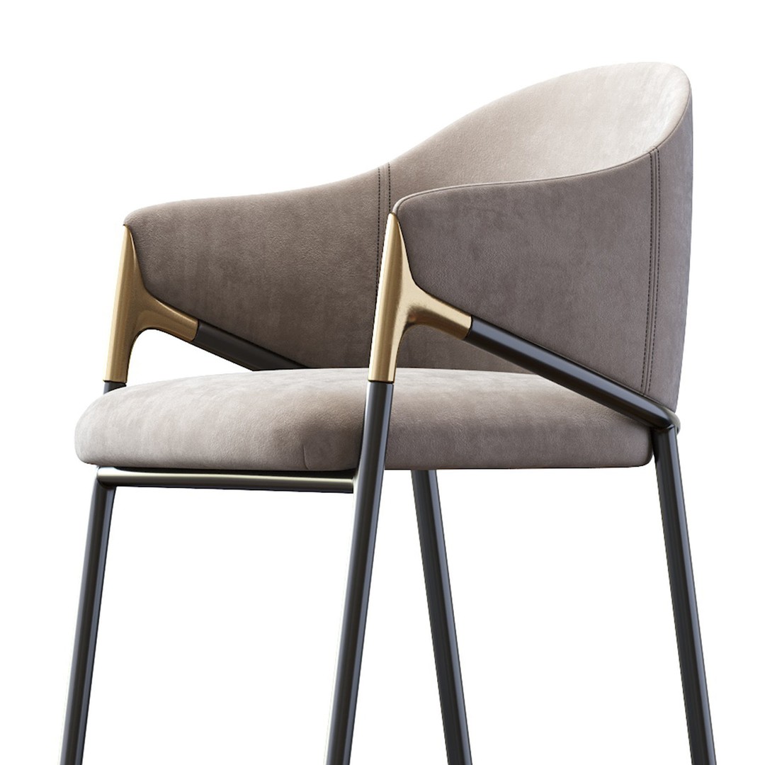 Euler Counter Bar Stool Set of 2 3D Model – Modern Upholstered Design, OBJ - View 24
