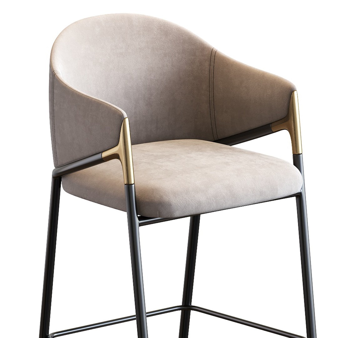 Euler Counter Bar Stool Set of 2 3D Model – Modern Upholstered Design, OBJ - View 26