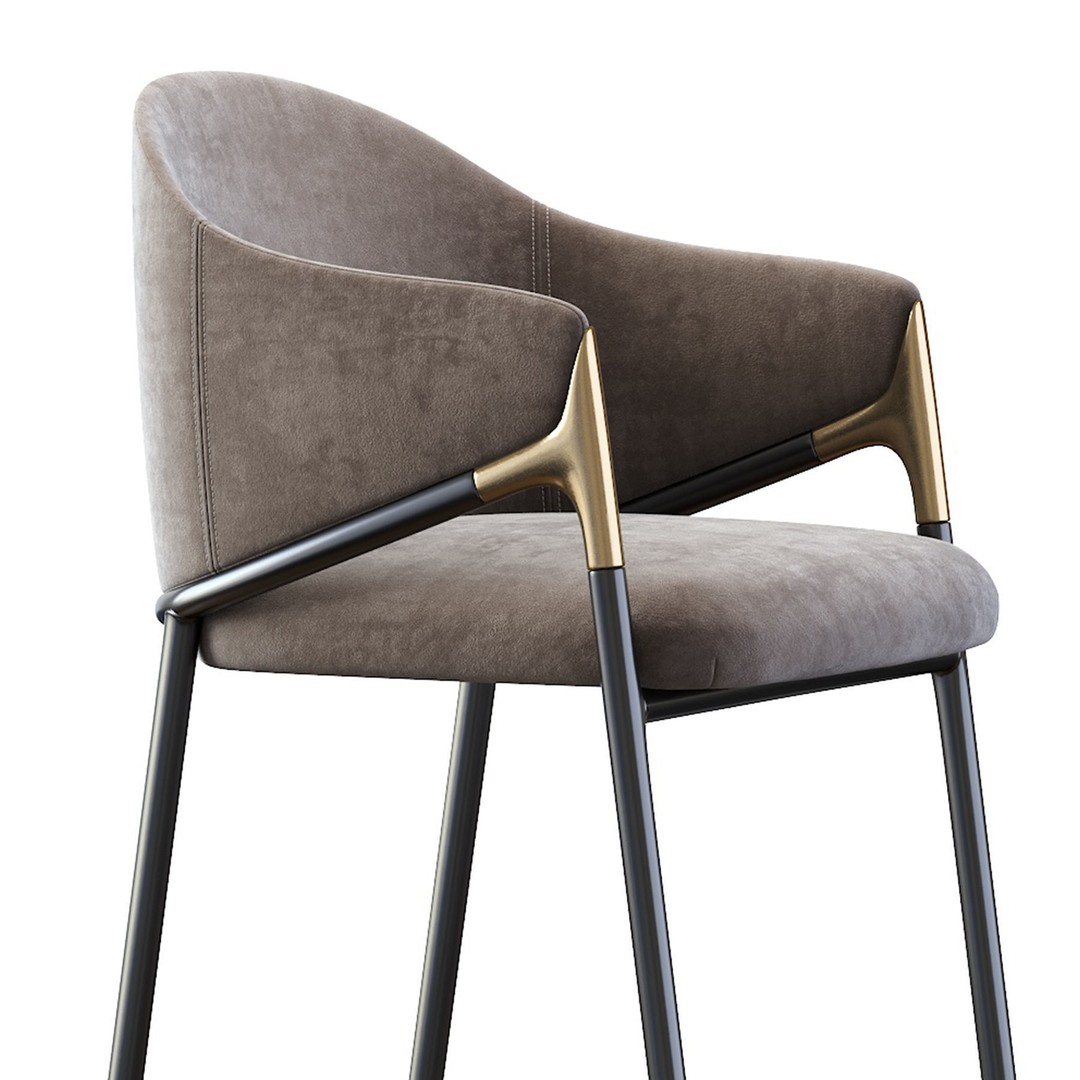 Euler Counter Bar Stool Set of 2 3D Model – Modern Upholstered Design, OBJ - View 28
