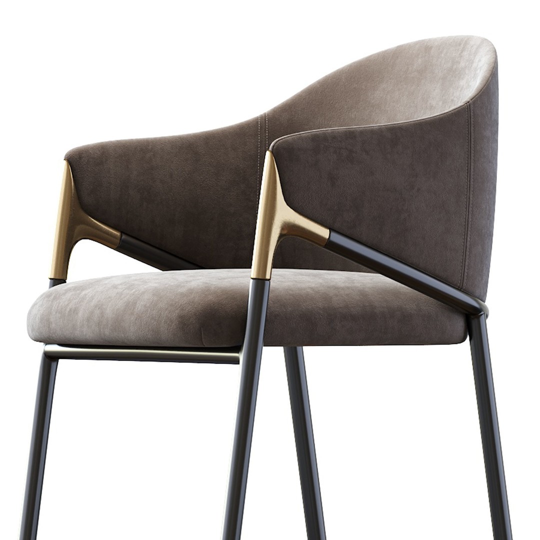 Euler Counter Bar Stool Set of 2 3D Model – Modern Upholstered Design, OBJ - View 34
