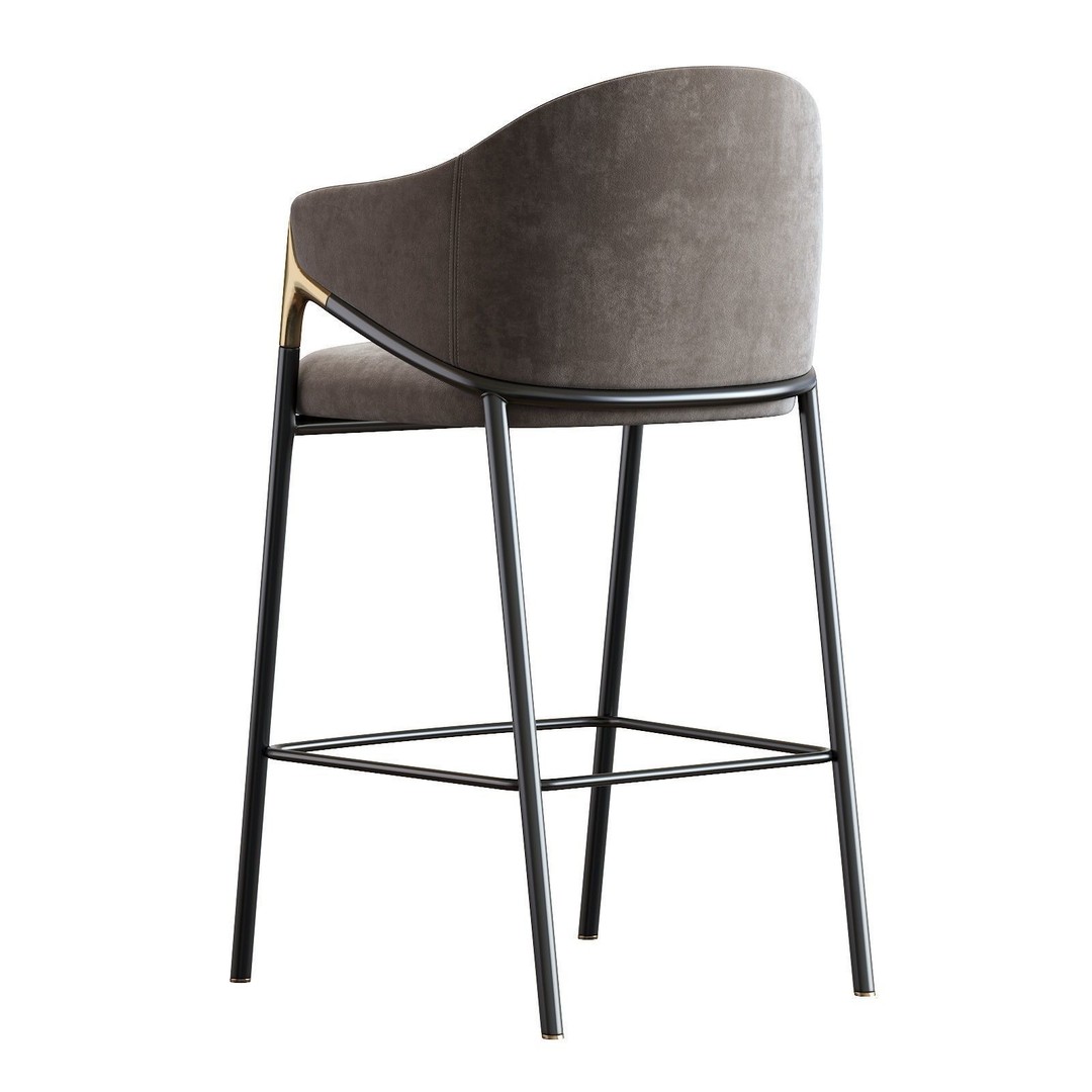 Euler Counter Bar Stool Set of 2 3D Model – Modern Upholstered Design, OBJ - View 4
