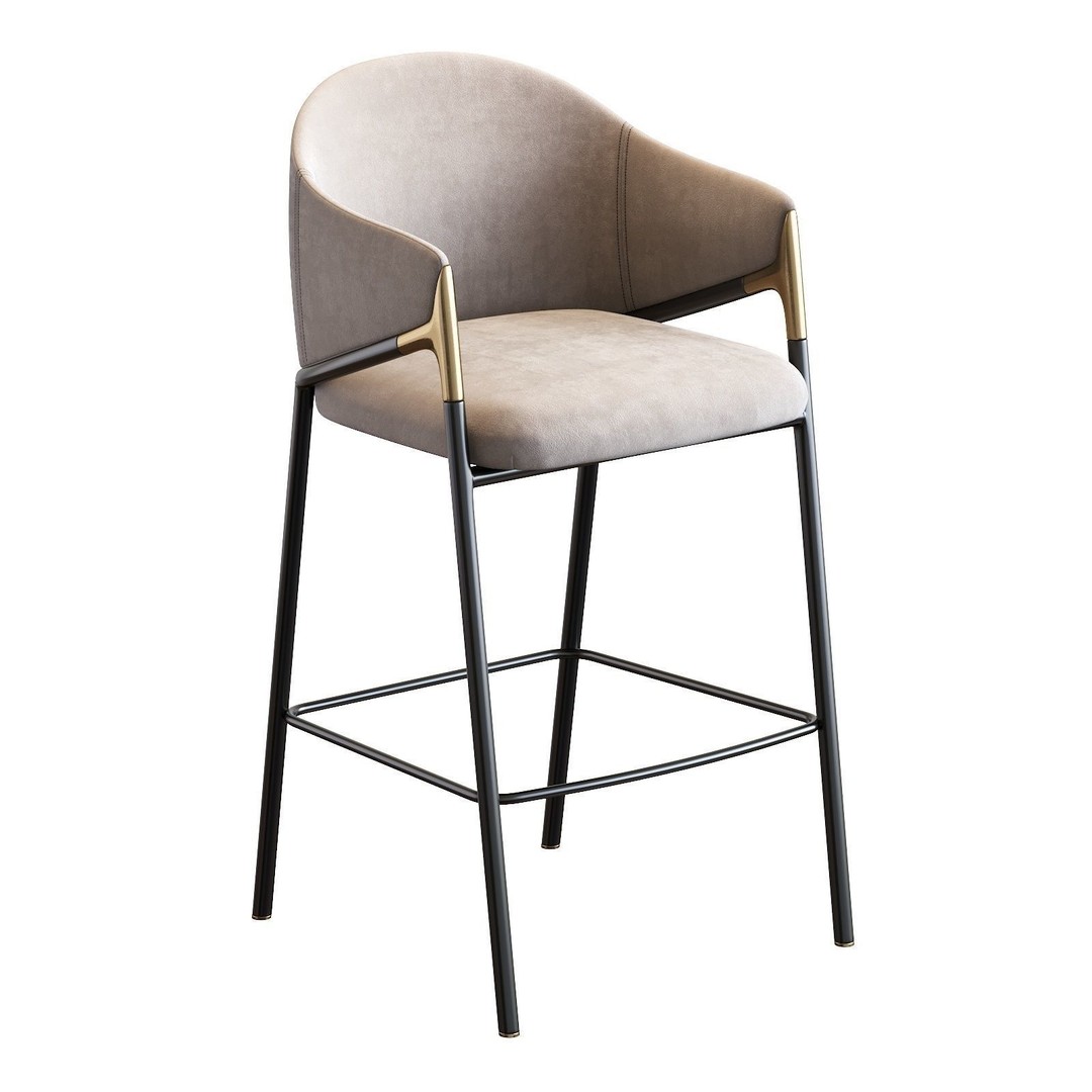 Euler Counter Bar Stool Set of 2 3D Model – Modern Upholstered Design, OBJ - View 5