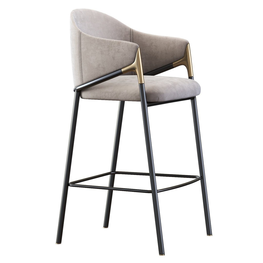 Euler Counter Bar Stool Set of 2 3D Model – Modern Upholstered Design, OBJ - View 6
