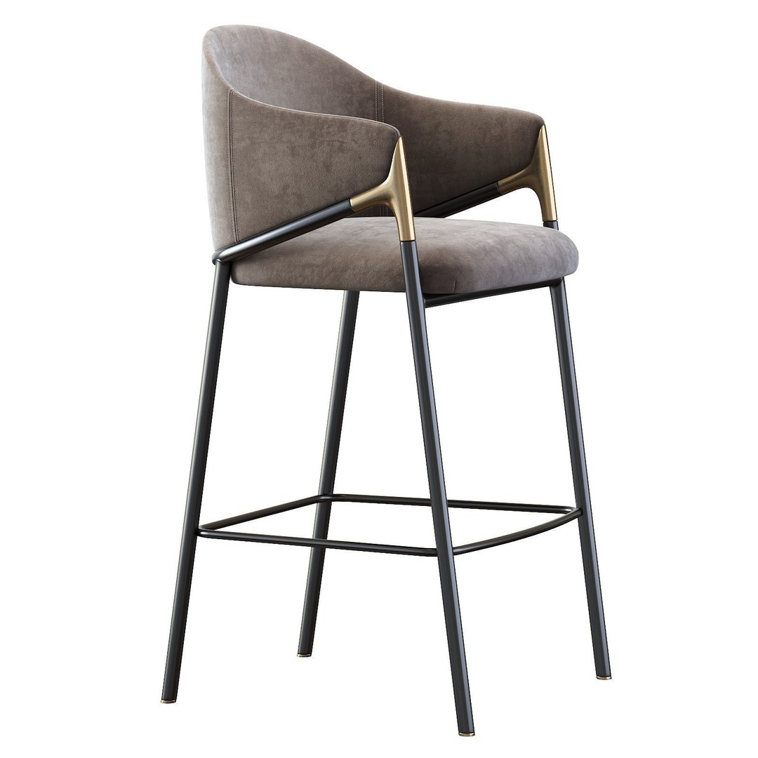 Euler Counter Bar Stool Set of 2 3D Model – Modern Upholstered Design, OBJ - View 7