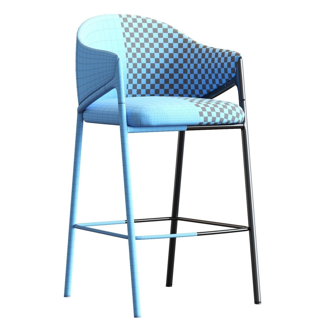 Euler Counter Bar Stool Set of 2 3D Model – Modern Upholstered Design, OBJ - View 8