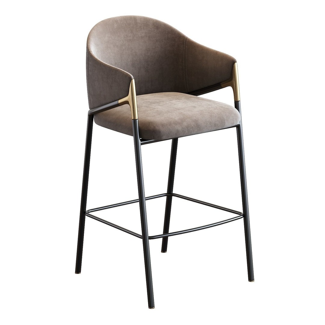 Euler Counter Bar Stool Set of 2 3D Model – Modern Upholstered Design, OBJ - View 9