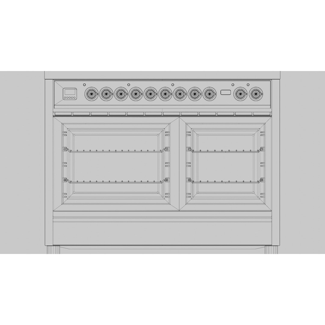 Retro Freestanding Range 3D Model – Low Poly PBR Appliance, Blender