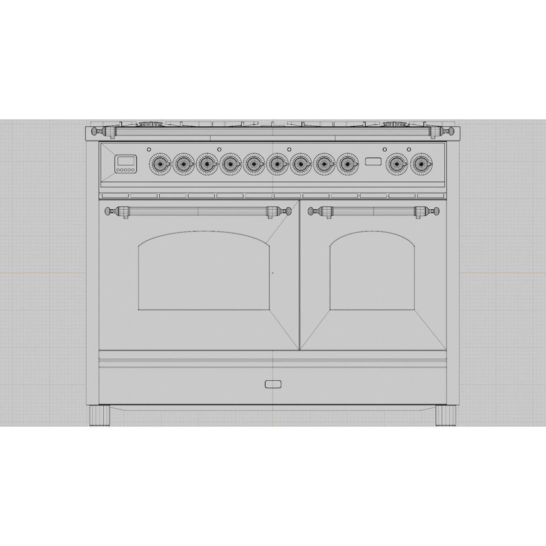 Retro Freestanding Range 3D Model – Low Poly PBR Appliance, Blender - View 7
