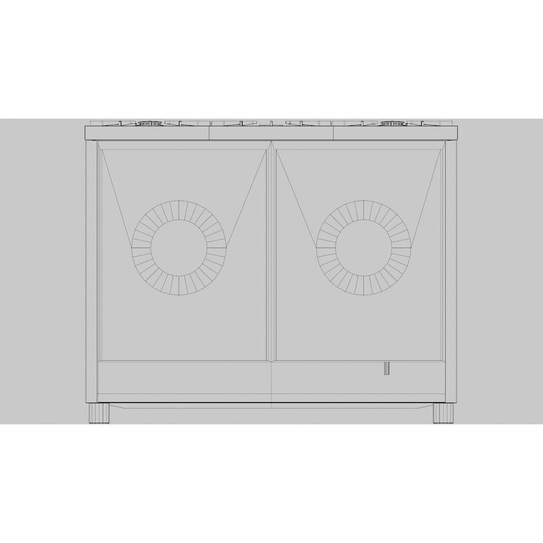 Retro Freestanding Range 3D Model – Low Poly PBR Appliance, Blender - View 8
