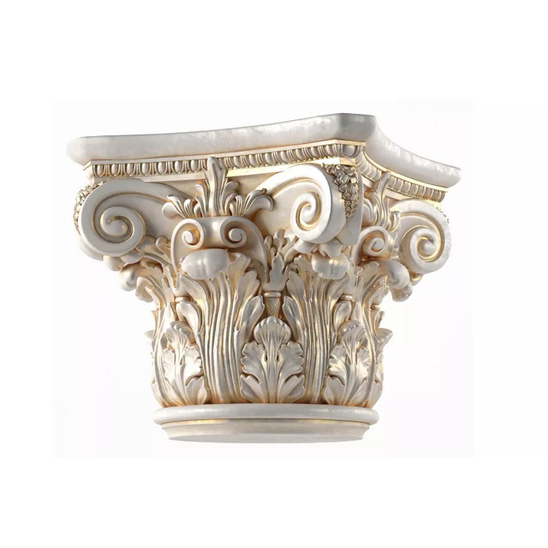 Round Column Capital 3D Model – Classical Decorative Element, FBX - View 2