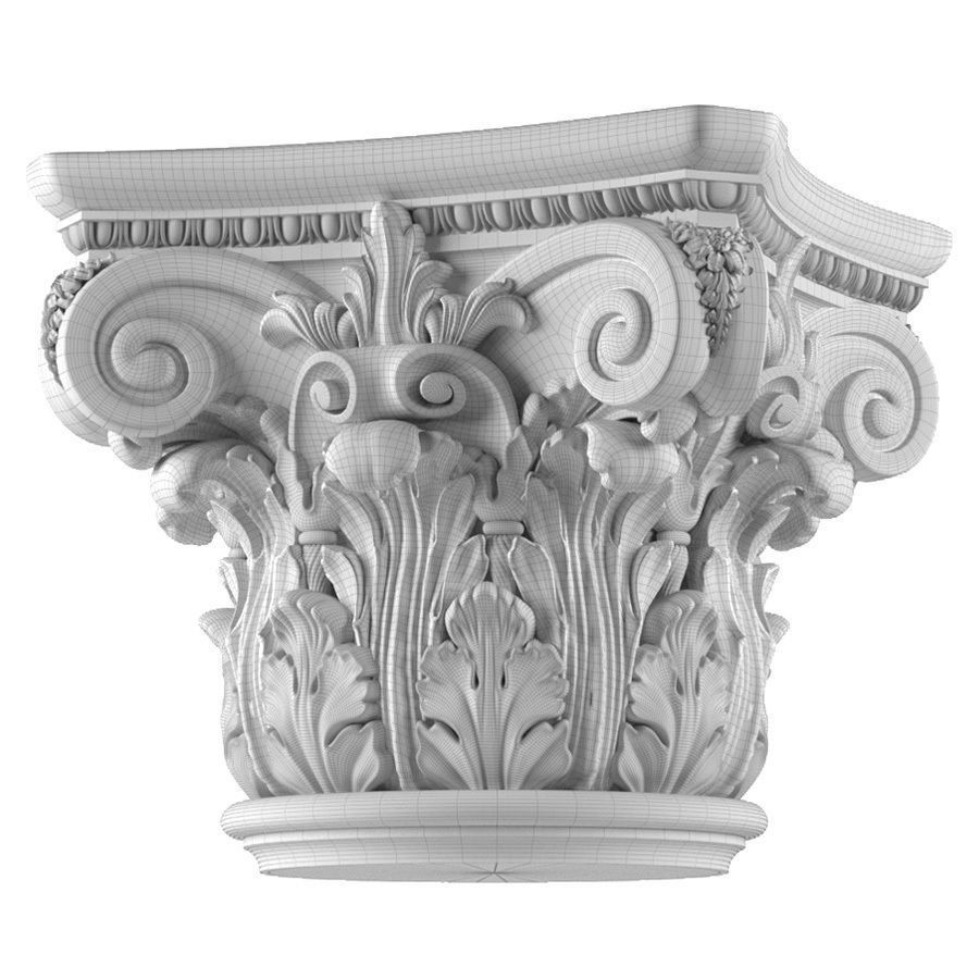 Round Column Capital 3D Model – Classical Decorative Element, FBX - View 3