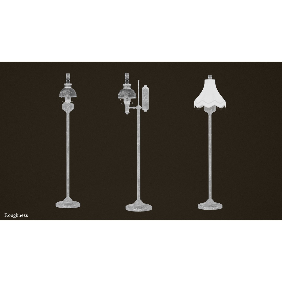 Victorian Floor Lamps 3D Model – Low Poly Game Ready, FBX, PBR