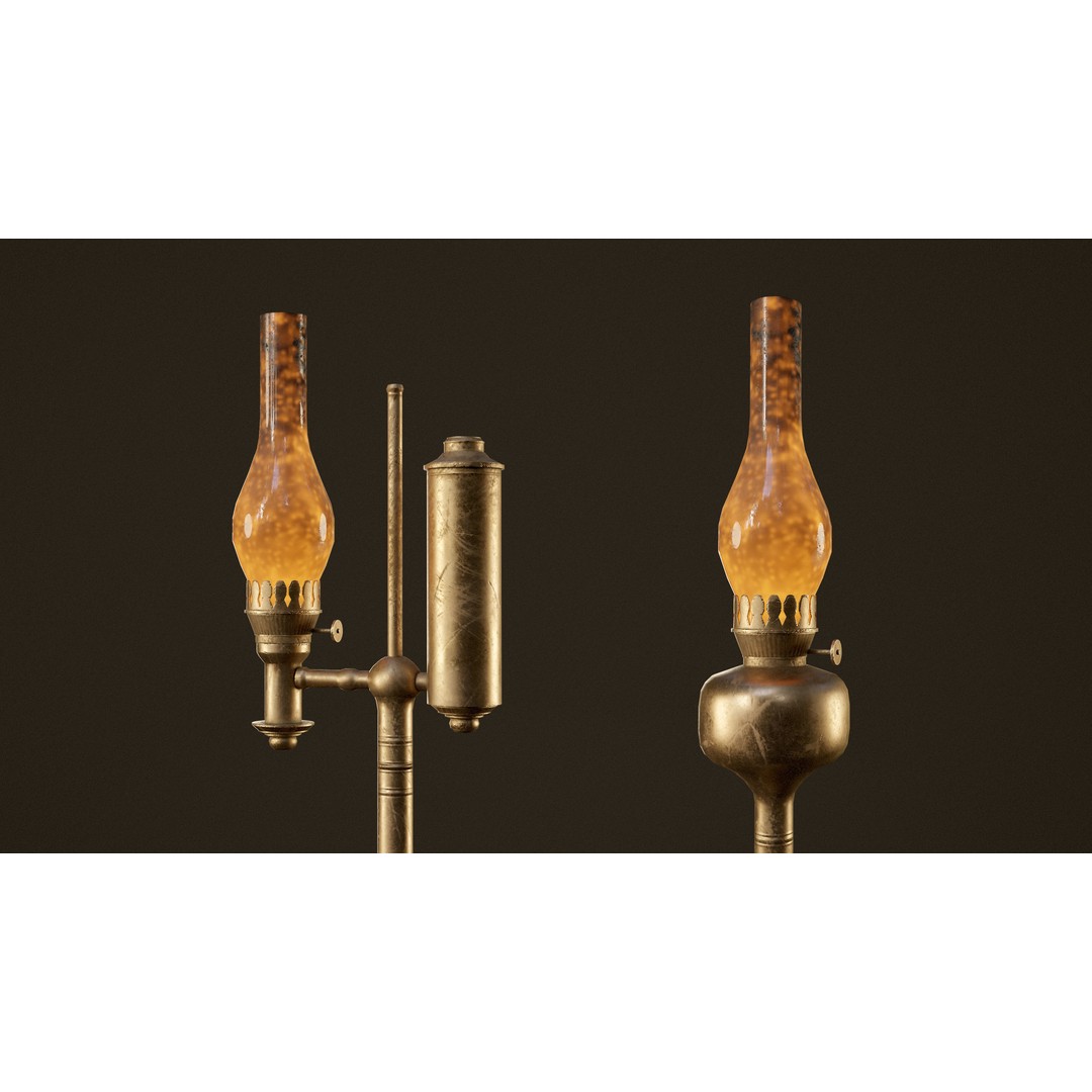Victorian Floor Lamps 3D Model – Low Poly Game Ready, FBX, PBR - View 11