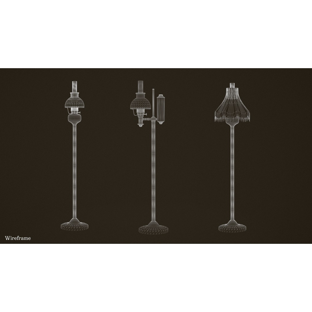 Victorian Floor Lamps 3D Model – Low Poly Game Ready, FBX, PBR - View 13