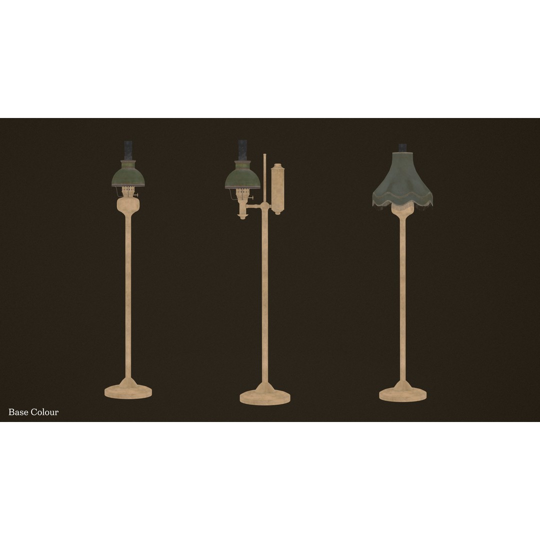 Victorian Floor Lamps 3D Model – Low Poly Game Ready, FBX, PBR - View 16