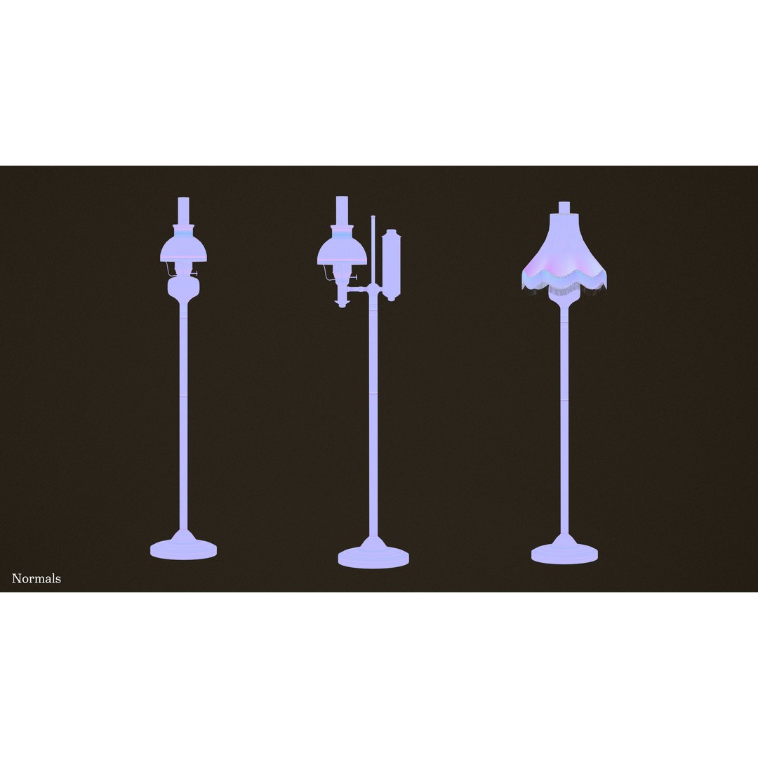 Victorian Floor Lamps 3D Model – Low Poly Game Ready, FBX, PBR - View 17