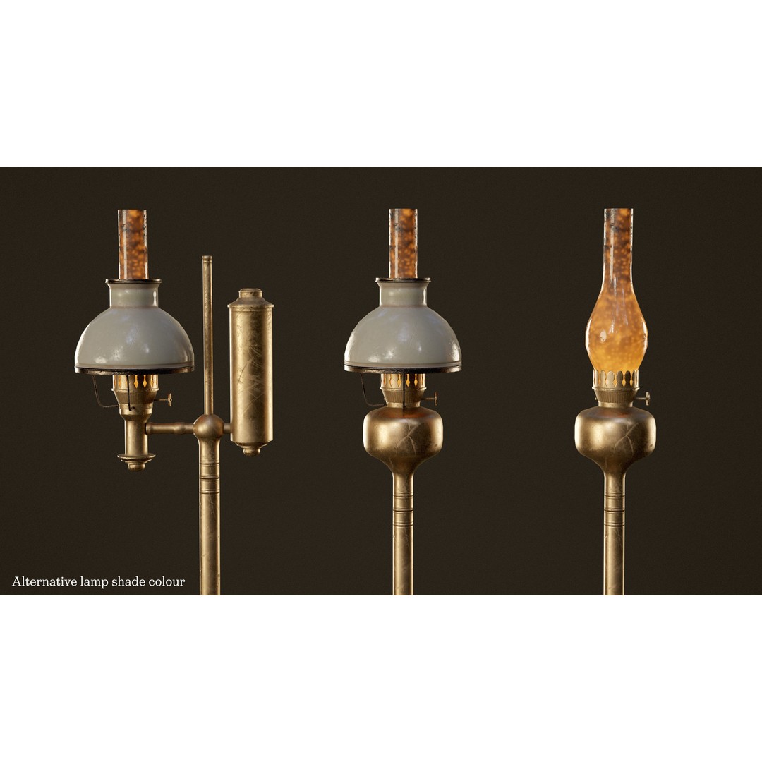 Victorian Floor Lamps 3D Model – Low Poly Game Ready, FBX, PBR - View 3