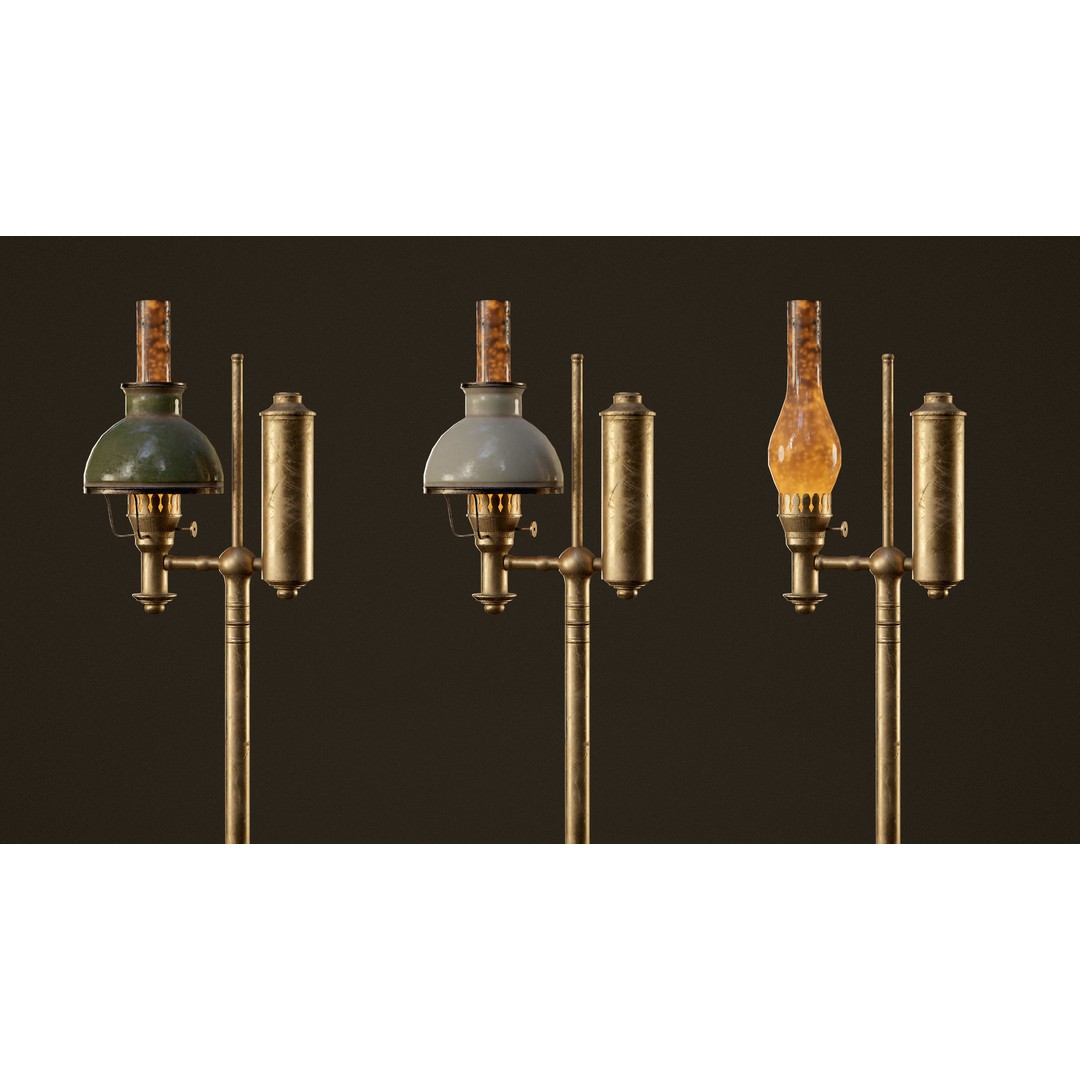 Victorian Floor Lamps 3D Model – Low Poly Game Ready, FBX, PBR - View 5