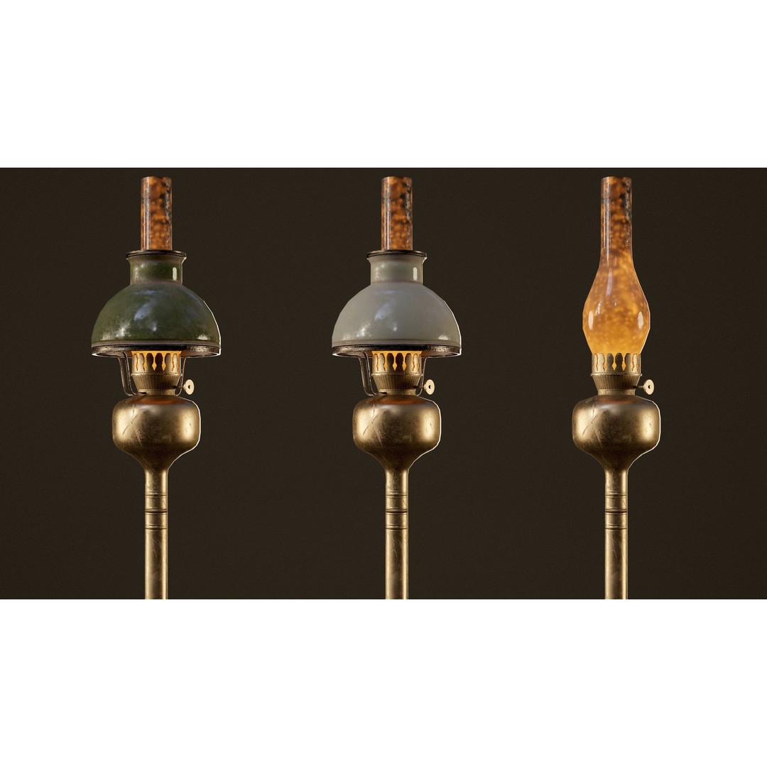 Victorian Floor Lamps 3D Model – Low Poly Game Ready, FBX, PBR - View 6