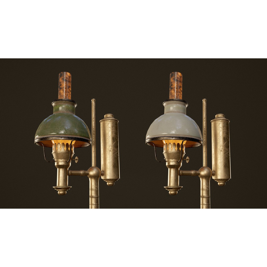 Victorian Floor Lamps 3D Model – Low Poly Game Ready, FBX, PBR - View 8