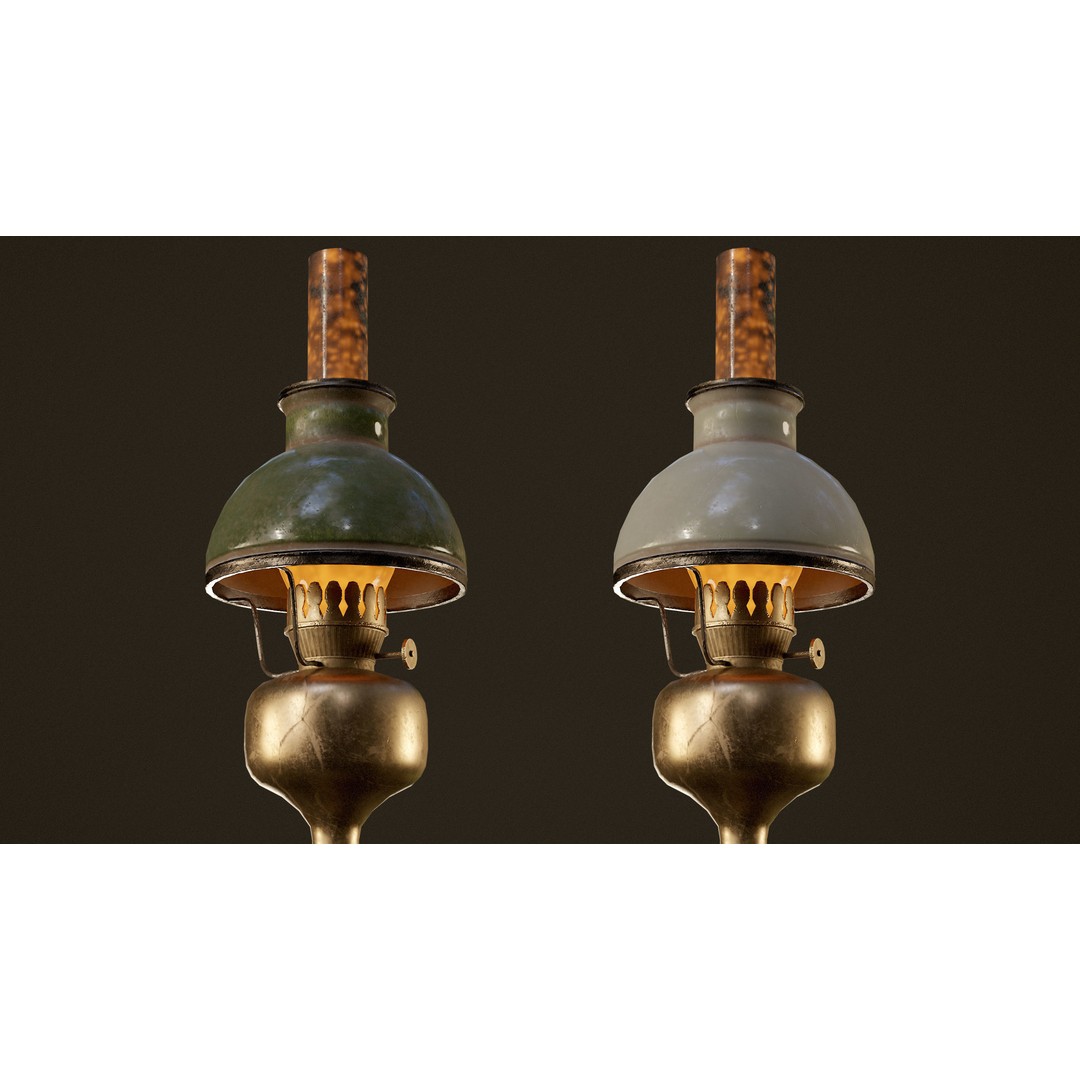 Victorian Floor Lamps 3D Model – Low Poly Game Ready, FBX, PBR - View 9