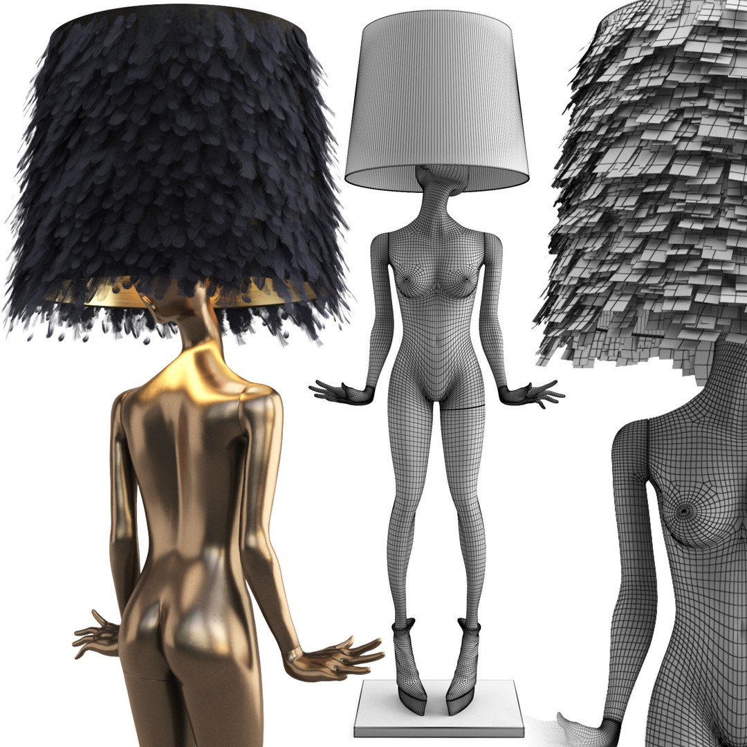 Mannequin Floor Lamp 3D Model – Artistic Lighting Design, FBX