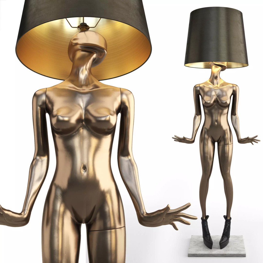 Mannequin Floor Lamp 3D Model – Artistic Lighting Design, FBX - View 2