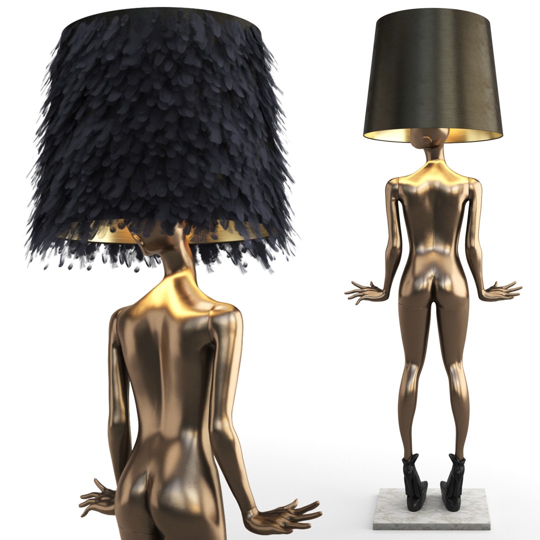 Mannequin Floor Lamp 3D Model – Artistic Lighting Design, FBX - View 3