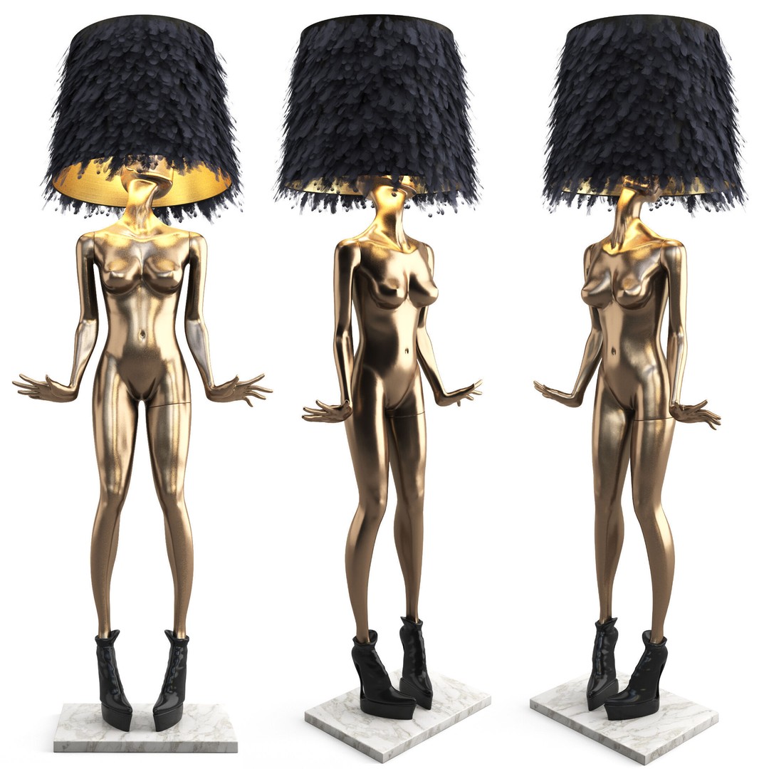 Mannequin Floor Lamp 3D Model – Artistic Lighting Design, FBX - View 4