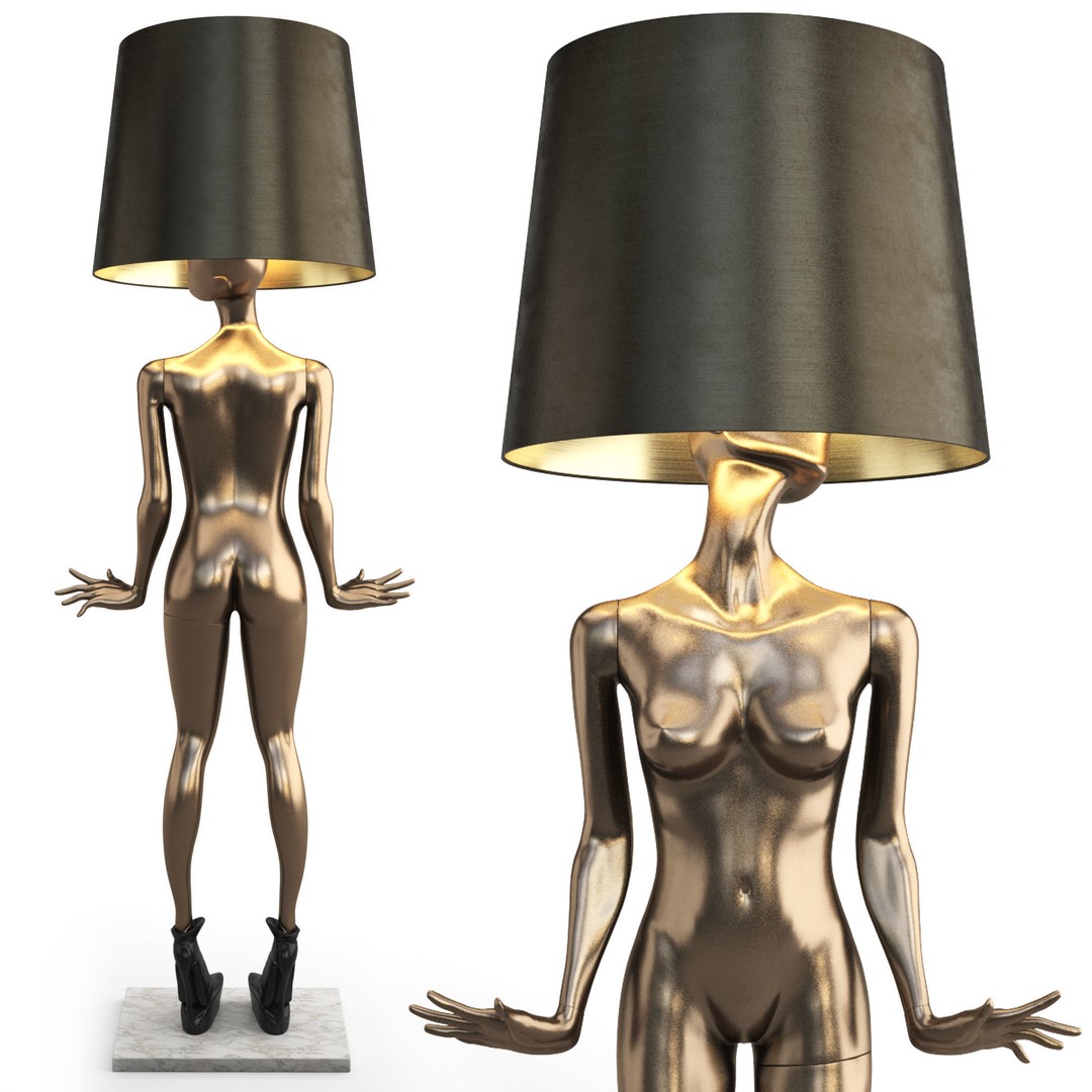 Mannequin Floor Lamp 3D Model – Artistic Lighting Design, FBX - View 5