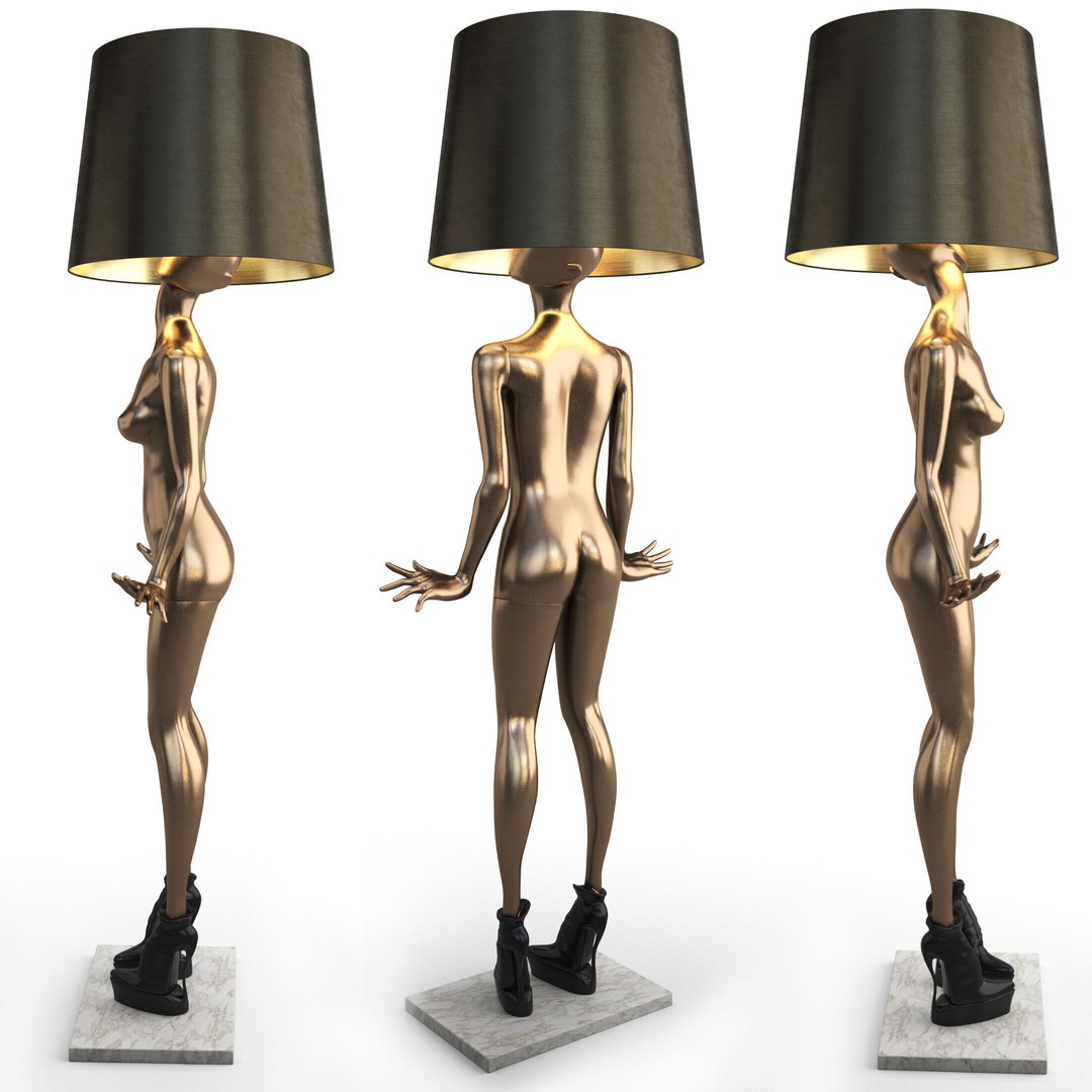 Mannequin Floor Lamp 3D Model – Artistic Lighting Design, FBX - View 6