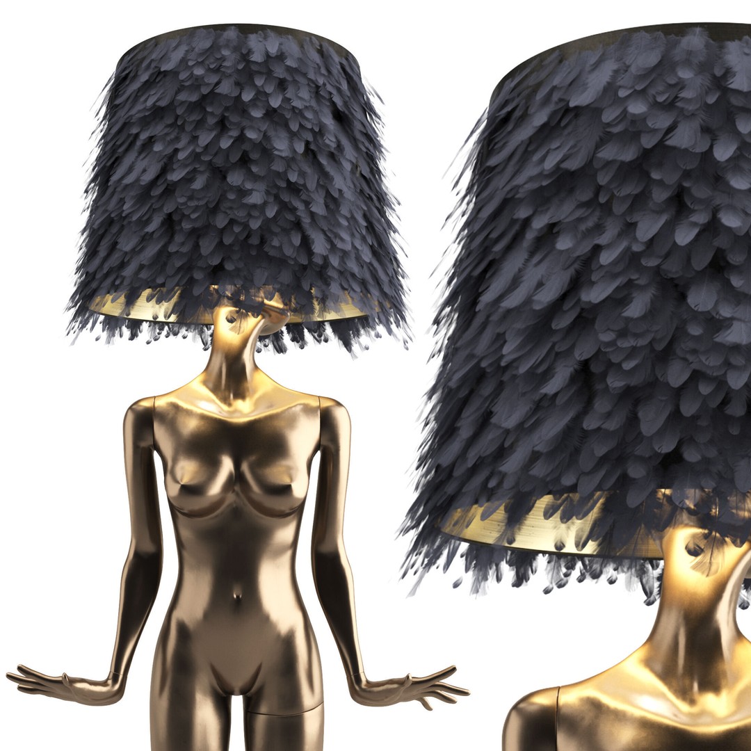 Mannequin Floor Lamp 3D Model – Artistic Lighting Design, FBX - View 7
