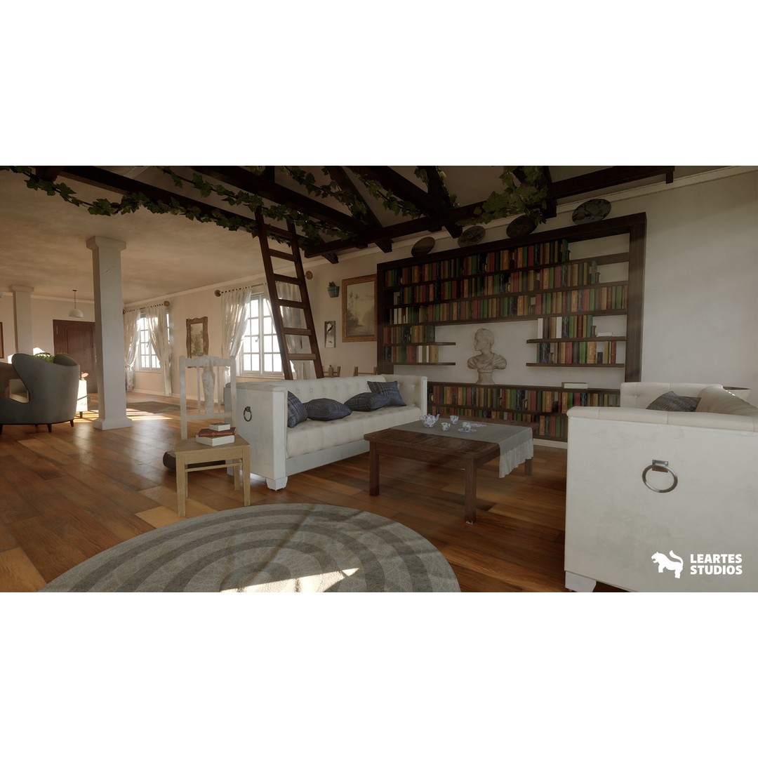 English Cottage Interior 3D Model – Low Poly Game Ready Asset, FBX - View 3