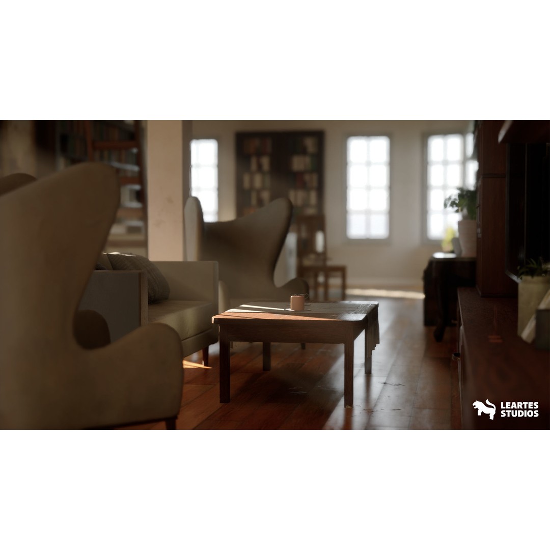 English Cottage Interior 3D Model – Low Poly Game Ready Asset, FBX - View 4