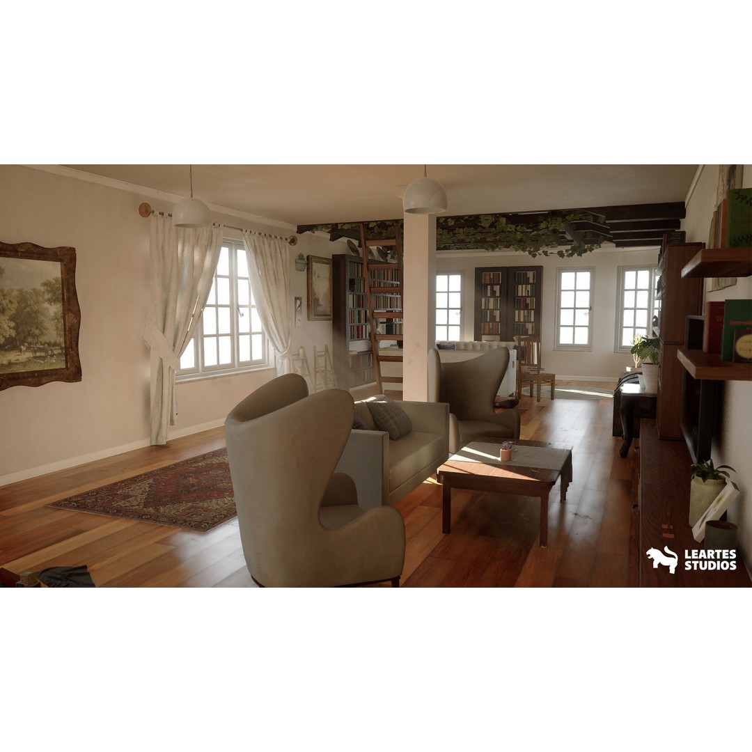 English Cottage Interior 3D Model – Low Poly Game Ready Asset, FBX - View 5