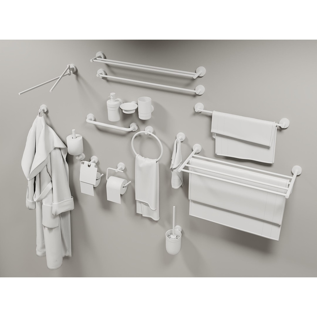 Luxury Bathroom Decoration Assets 3D Model – Realistic Decor Set, Blender - View 3