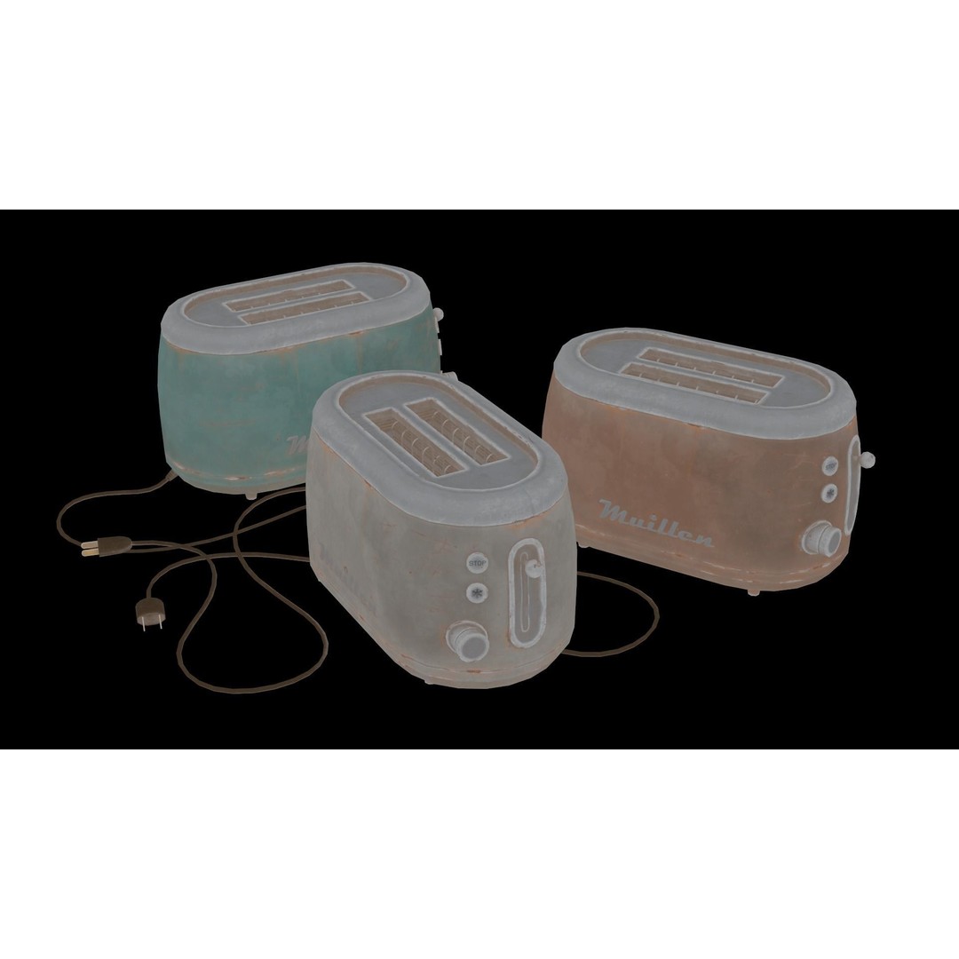 Vintage Toasters 3D Model – Low Poly Game Asset, FBX, PBR Textures - View 12