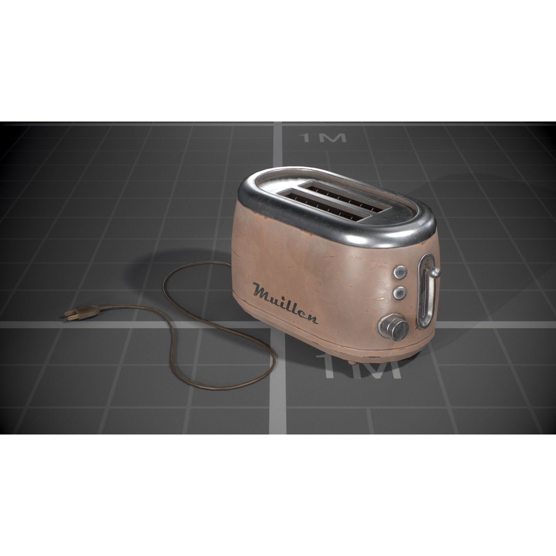 Vintage Toasters 3D Model – Low Poly Game Asset, FBX, PBR Textures - View 4