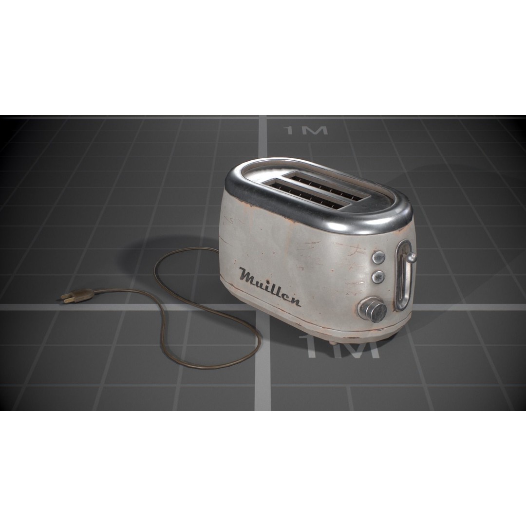 Vintage Toasters 3D Model – Low Poly Game Asset, FBX, PBR Textures - View 6