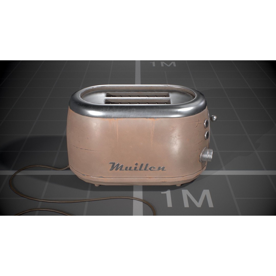 Vintage Toasters 3D Model – Low Poly Game Asset, FBX, PBR Textures - View 7