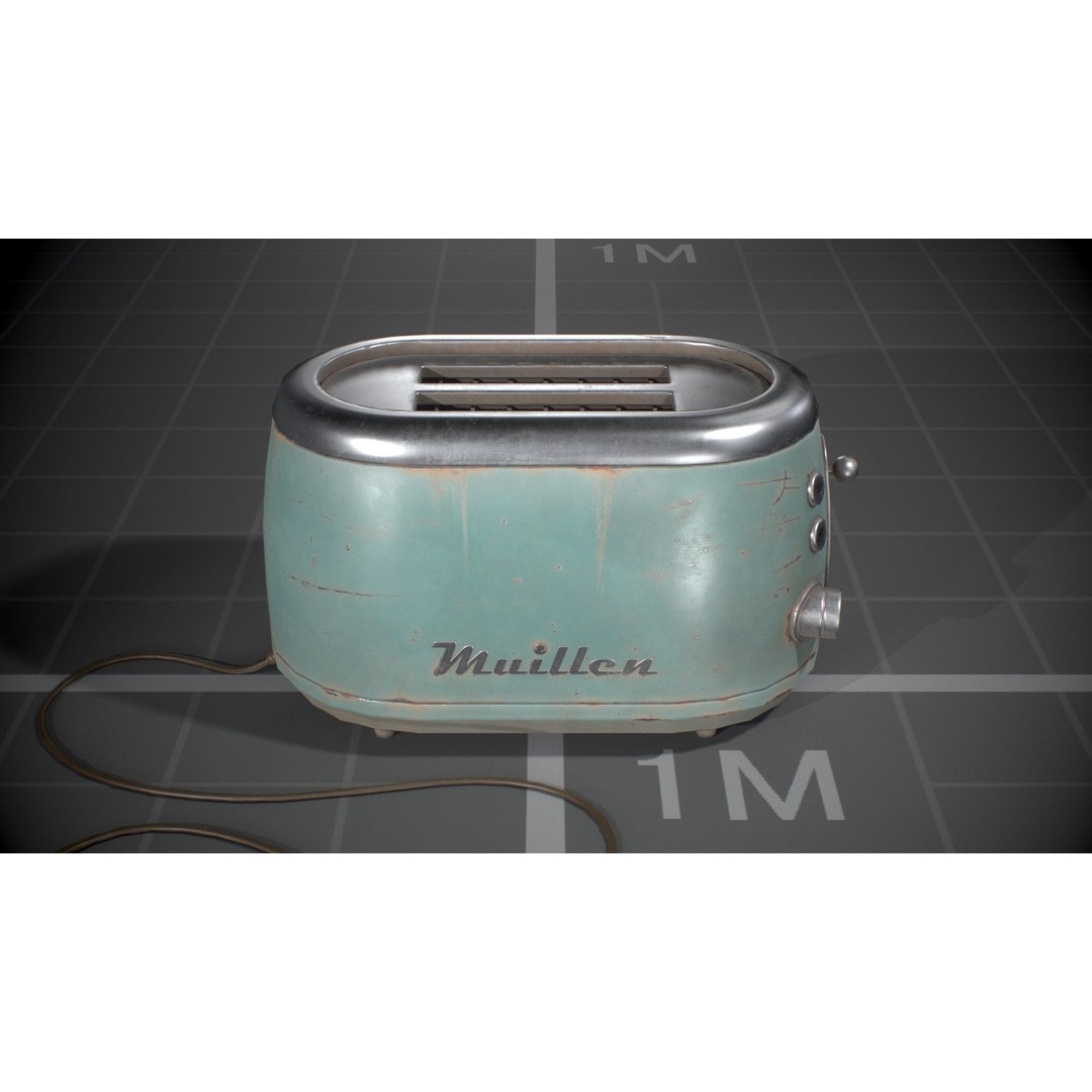 Vintage Toasters 3D Model – Low Poly Game Asset, FBX, PBR Textures - View 8
