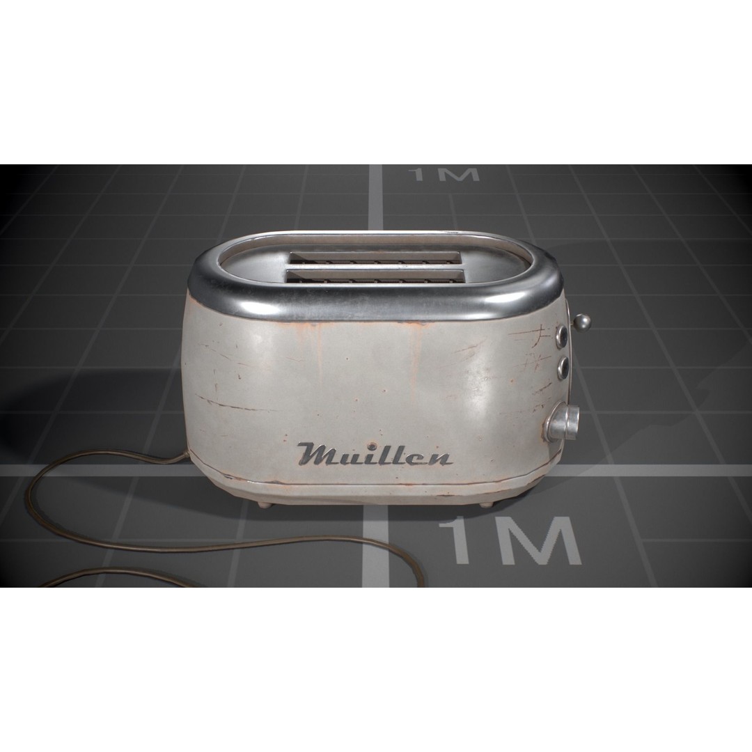 Vintage Toasters 3D Model – Low Poly Game Asset, FBX, PBR Textures - View 9