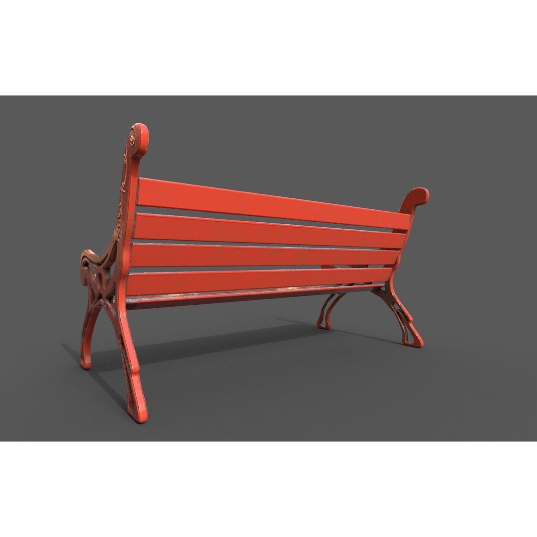 Street Bench 3D Model – Low-Poly Furniture Asset, FBX/OBJ - View 10