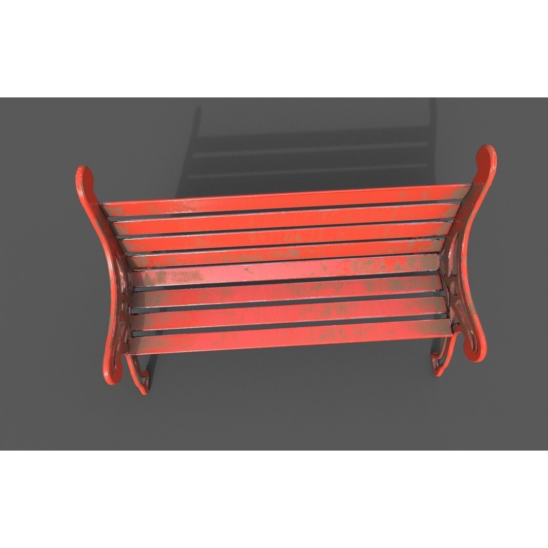 Street Bench 3D Model – Low-Poly Furniture Asset, FBX/OBJ - View 11