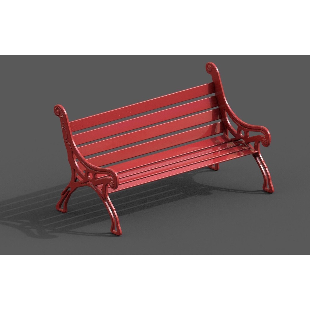 Street Bench 3D Model – Low-Poly Furniture Asset, FBX/OBJ - View 12