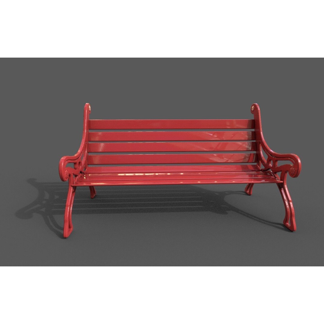 Street Bench 3D Model – Low-Poly Furniture Asset, FBX/OBJ - View 13