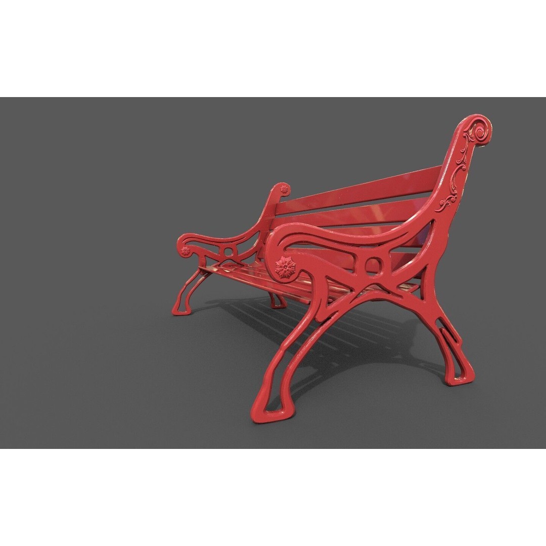 Street Bench 3D Model – Low-Poly Furniture Asset, FBX/OBJ - View 14