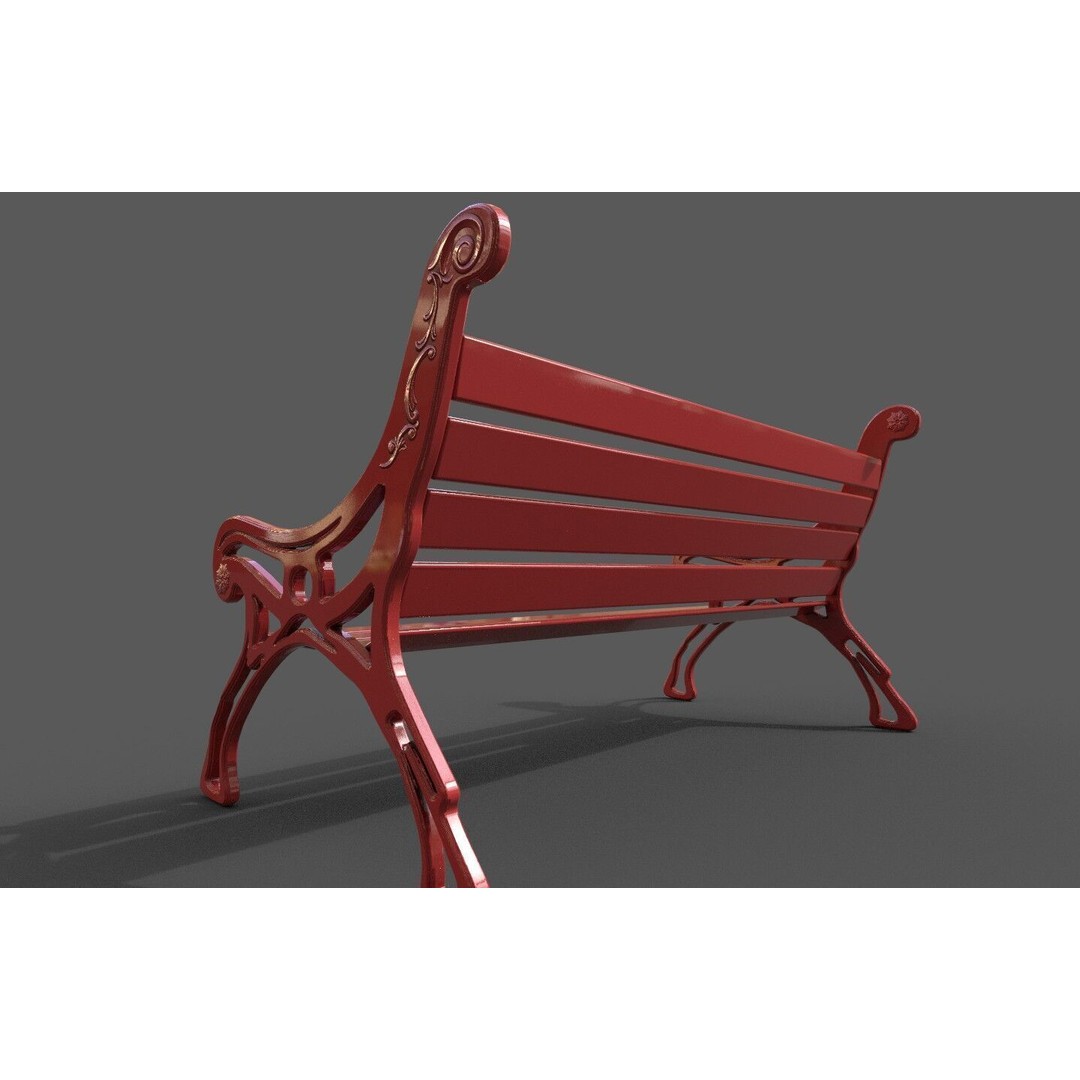 Street Bench 3D Model – Low-Poly Furniture Asset, FBX/OBJ - View 16