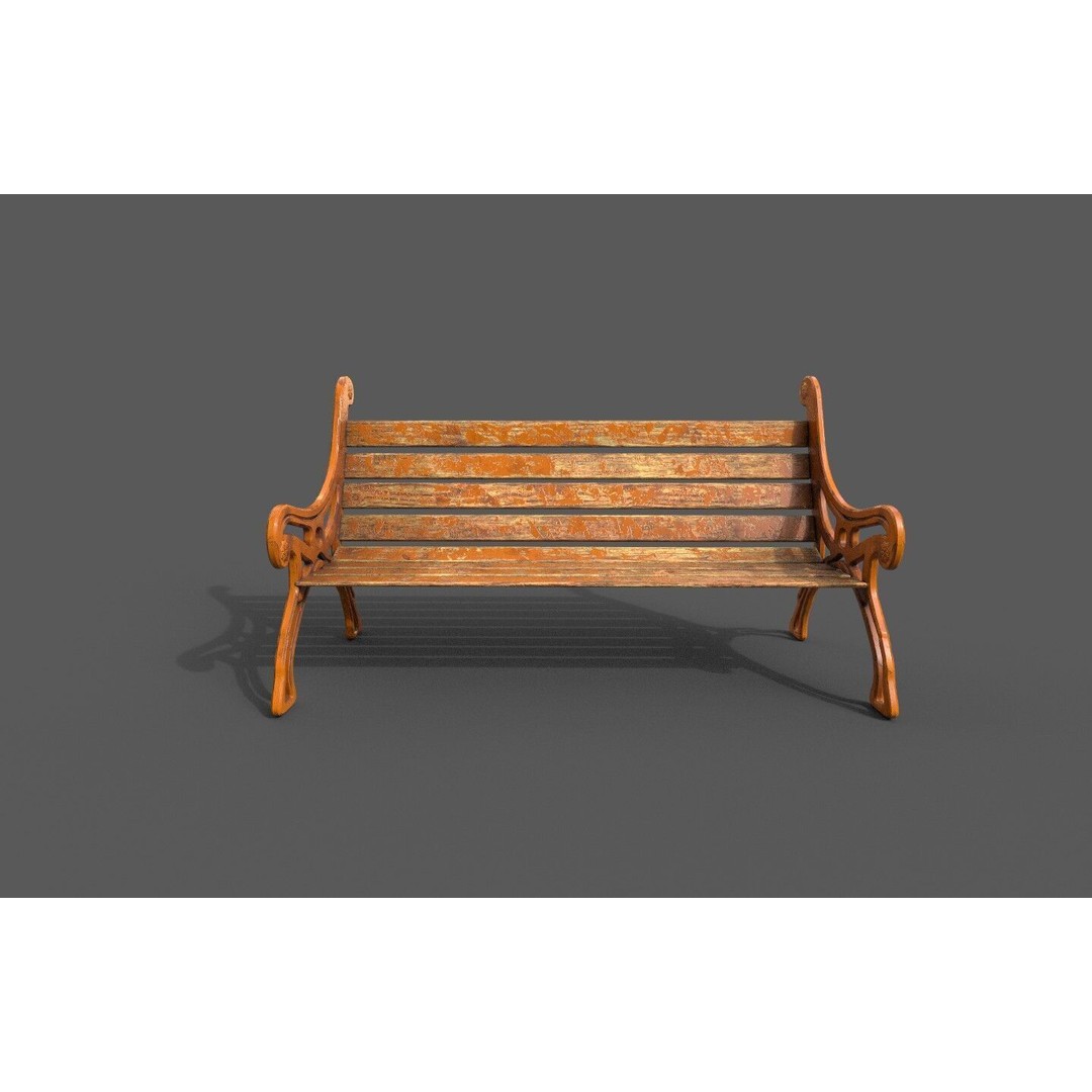 Street Bench 3D Model – Low-Poly Furniture Asset, FBX/OBJ - View 18