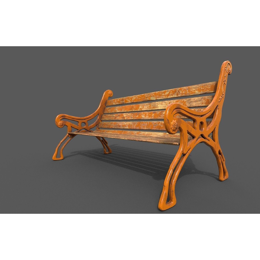 Street Bench 3D Model – Low-Poly Furniture Asset, FBX/OBJ - View 19